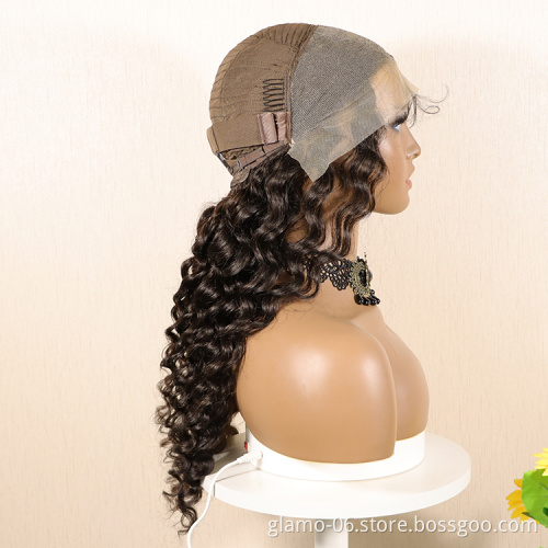 100% raw virgin brazilian human hair bundles cosplay deep wave lace frontal wig